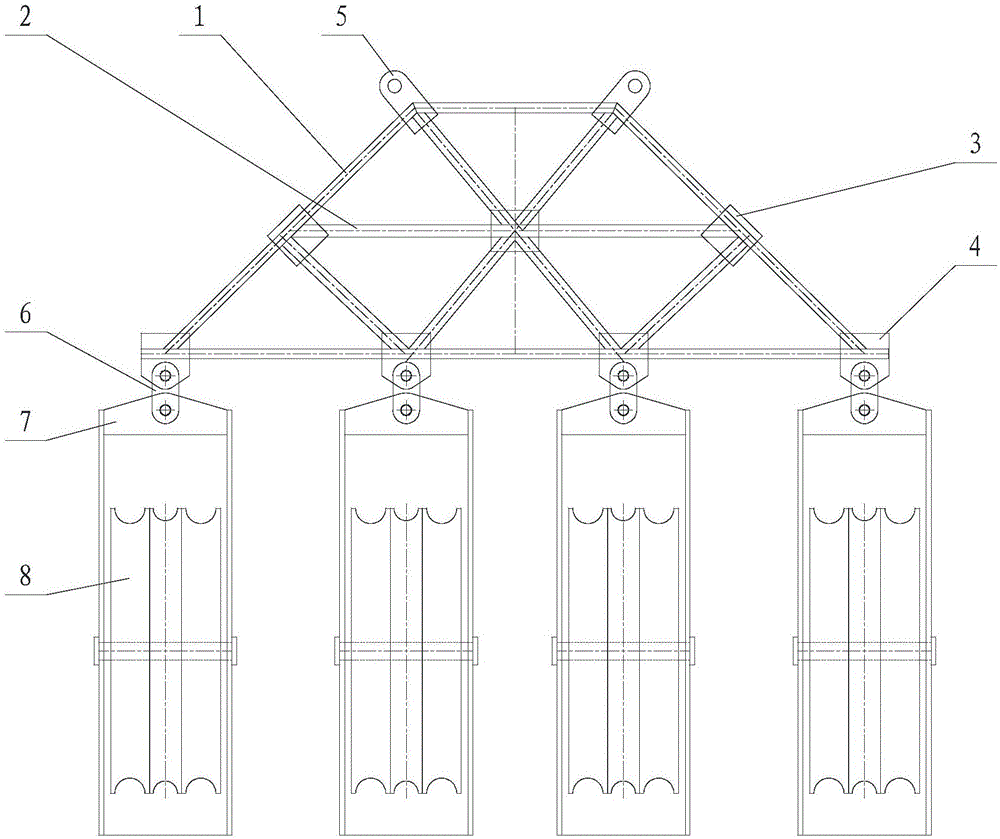 一种八分裂大截面导线张力架线滑车挂架及其拆装方法与流程