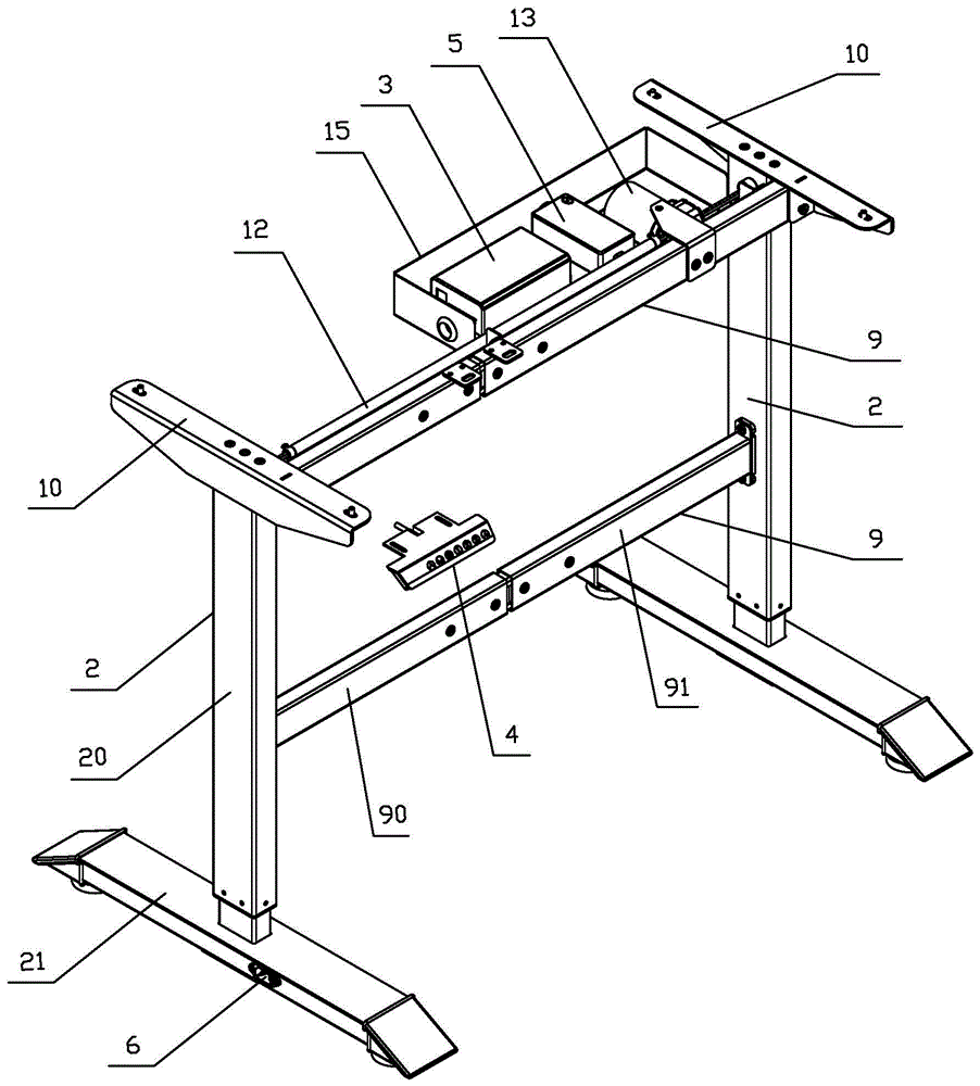 门窗制品及其配附件制造技术 一种电动升降桌支架,包括有可伸缩桌腿