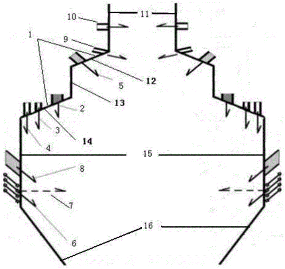一种阶梯型双级拱“W”型火焰锅炉装置的制作方法