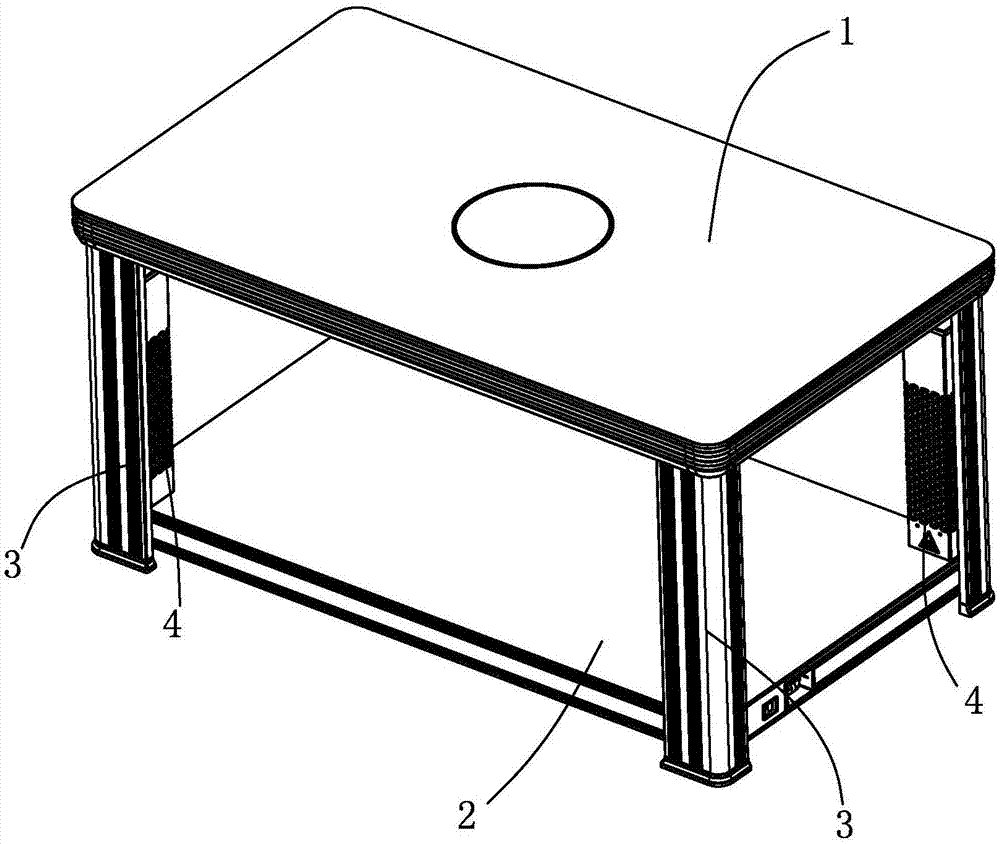 具有玻璃包边防爆结构的电暖桌的制作方法