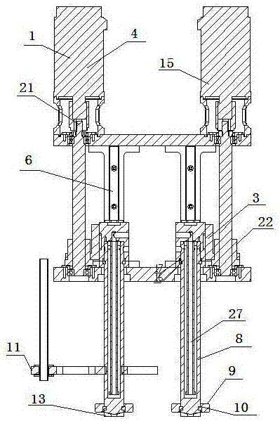 双杠同步减振热弯机保压装置的制作方法