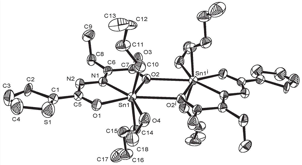 一种噻吩甲酰腙双核二丁基锡配合物的制作方法