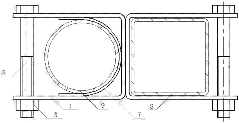 一种银幕架用方管与圆管交叉连接的扣件的制作方法