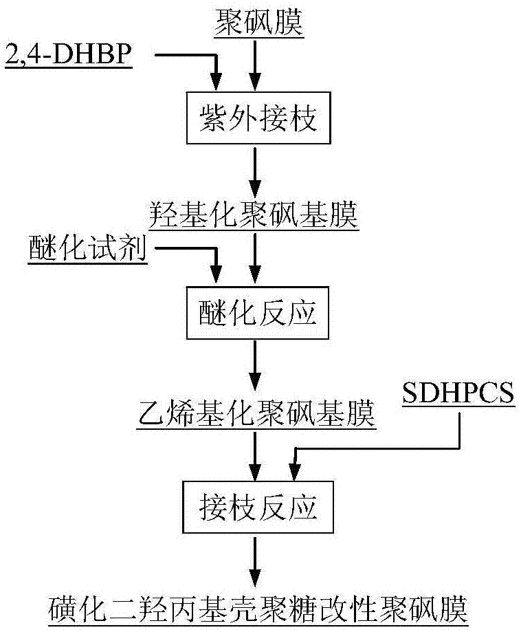 一种磺化二羟丙基壳聚糖改性聚砜膜及其制备方法与流程