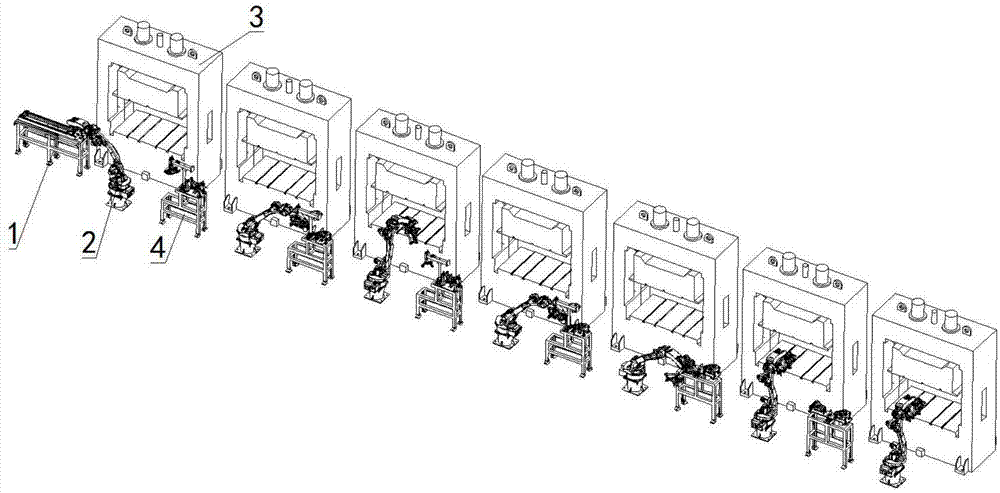一种用于异形复杂曲面薄板冲压件自动化生产的流水线