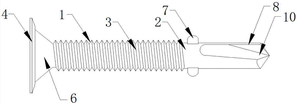 一种平头十字夹翅钻尾螺丝的制作方法