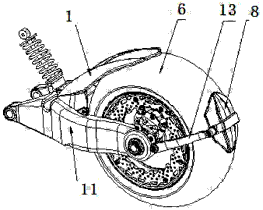 一种双防盗后轮反碟刹单边平叉系统的制作方法