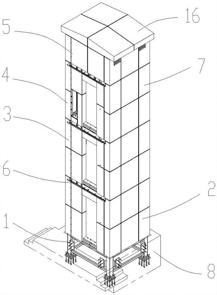 便捷式安装和运输的加装钢结构电梯井道的制作方法