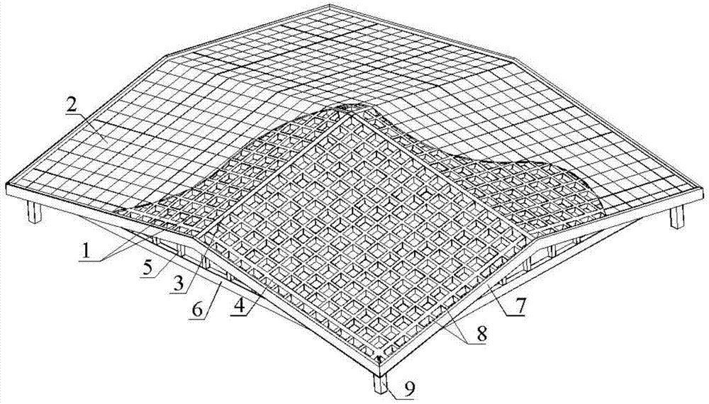 大跨度混凝土四坡拟扁网壳屋盖结构的制作方法