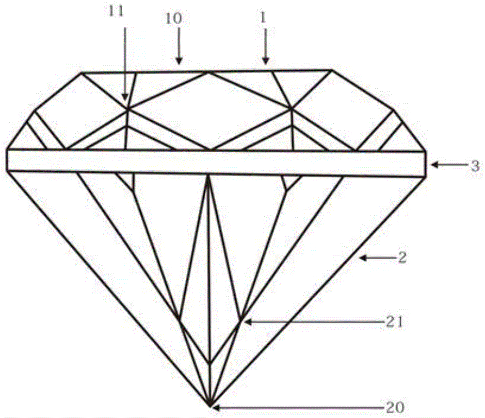 一种五芒星钻石的出光切面结构的制作方法