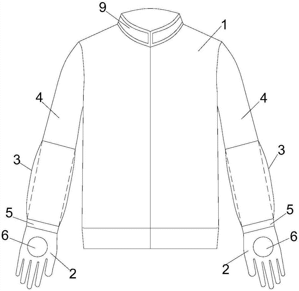 一种自带手套和袖套的劳动服的制作方法