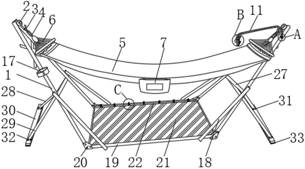 一种安装方便的折叠吊床的制作方法