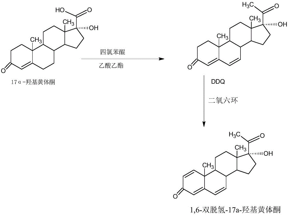 一种制备1,6-双脱氢-17a-羟基黄体酮的方法与流程