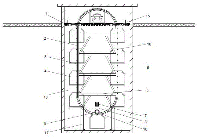 一种带有安全防护底板的地下垂直循环立体车库的制作方法