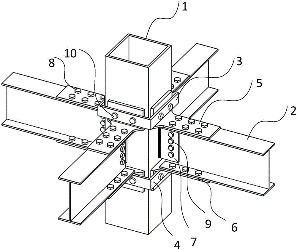 矩形钢管柱-H钢梁全螺栓连接半刚性节点及施工方法与流程