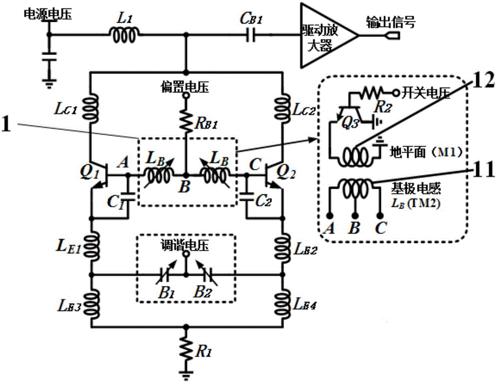 中心谐振频率可调的宽带毫米波振荡器的制作方法