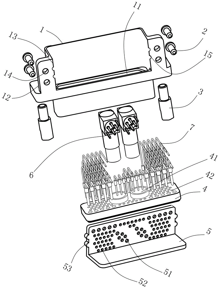 一种装有弯式1394接触件的混装插座连接器的制作方法