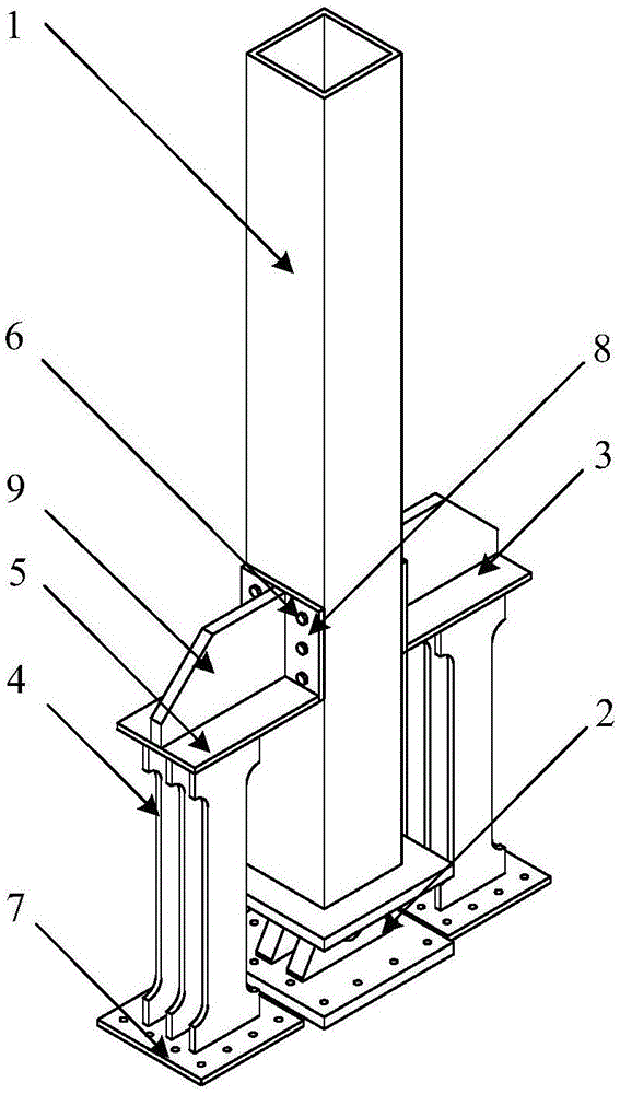 一种附加抗剪钢板组的震后可恢复功能单向铰接柱脚节点的制作方法
