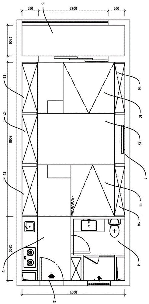 一种下沉式室内空间结构及房屋的制作方法