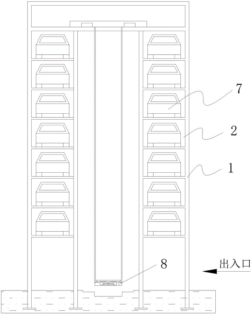 一种垂直升降类立体车库的载车板防滑落装置的制作方法