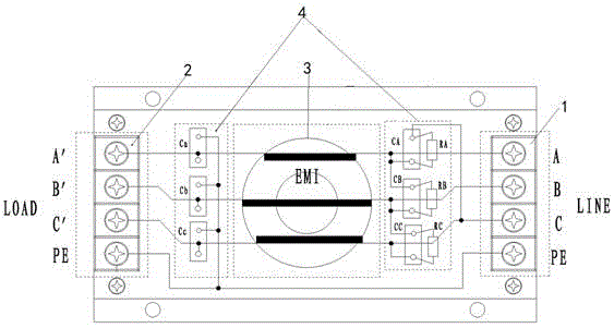一种PCB板装式三相MEI滤波器的制作方法