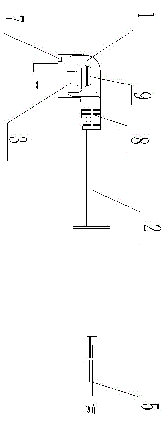 一种带有插脚温度检测的电源线的制作方法