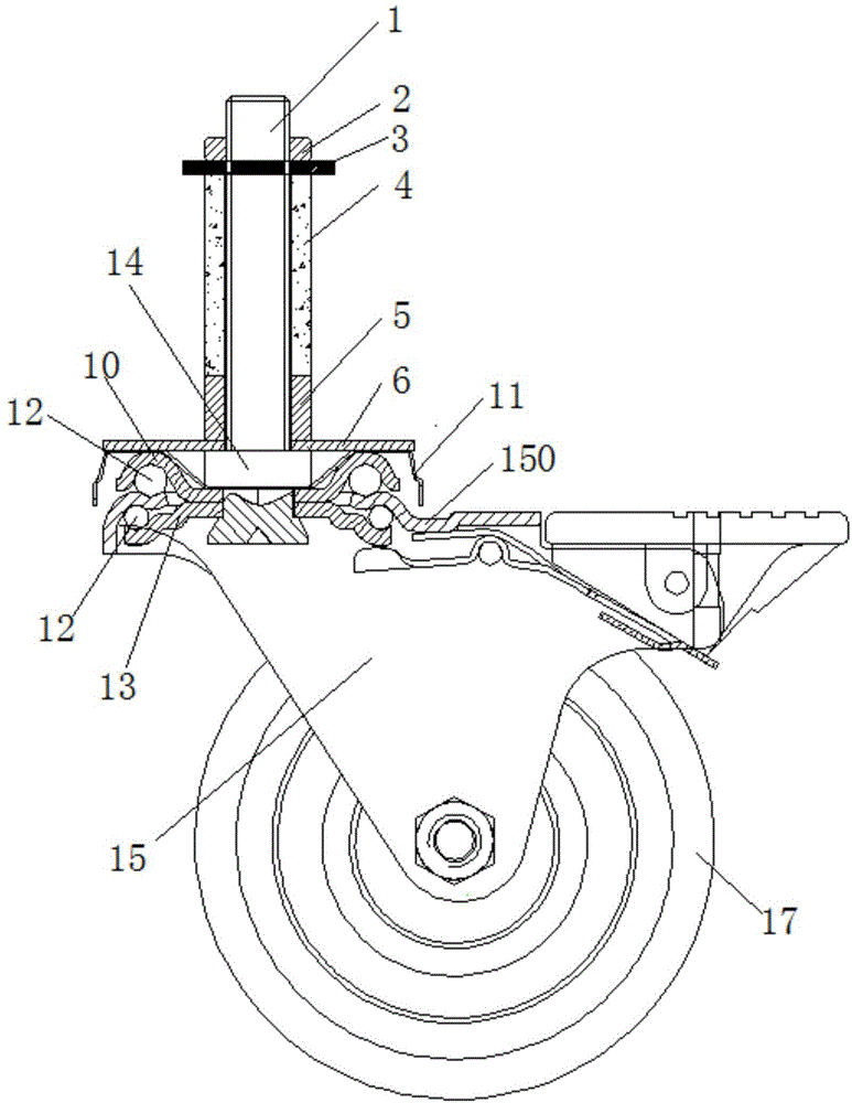 一种轻型减震螺栓式刹车脚轮的制作方法
