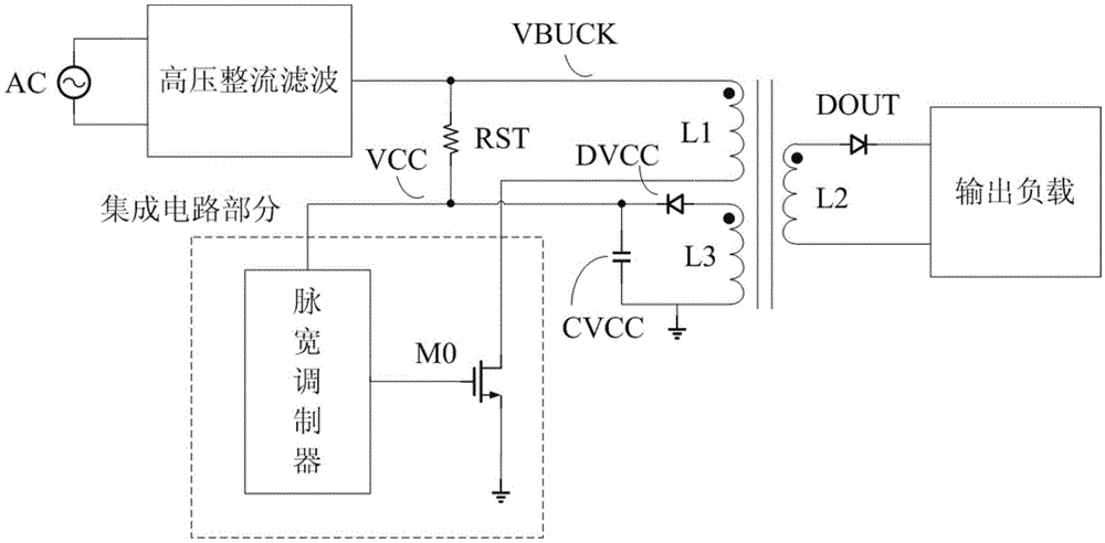 无辅助绕组的功率MOS管开关电源集成供电电路的制作方法