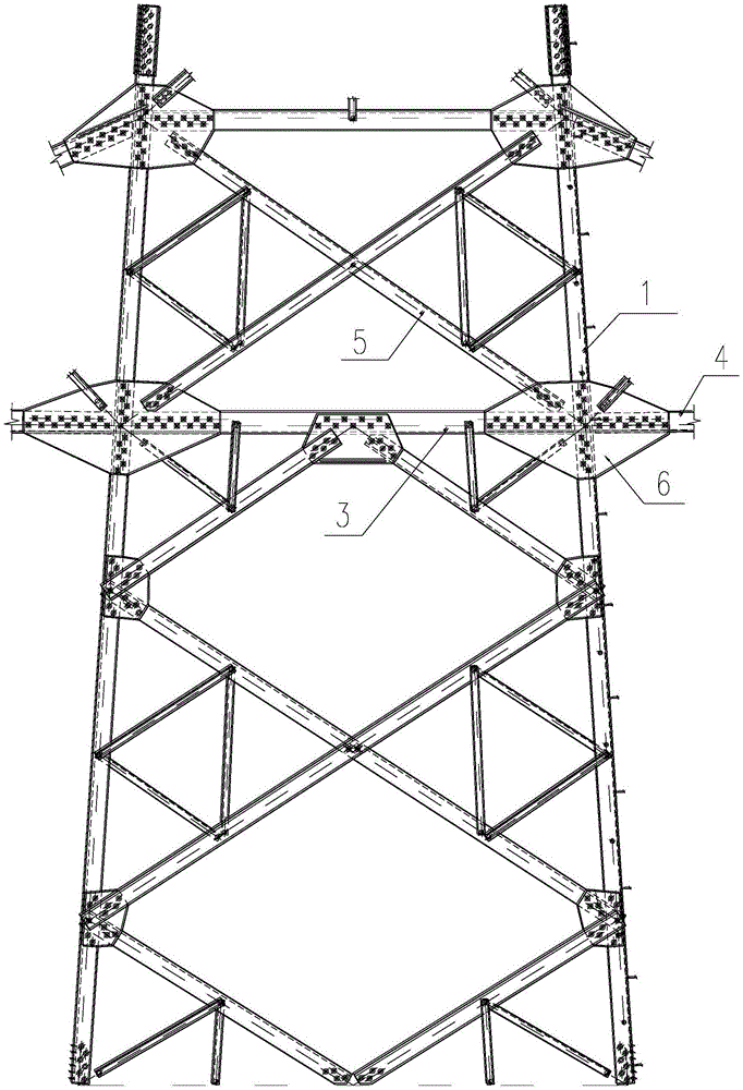 一种铁塔横担下平面主材与塔身连接结构及方法与流程