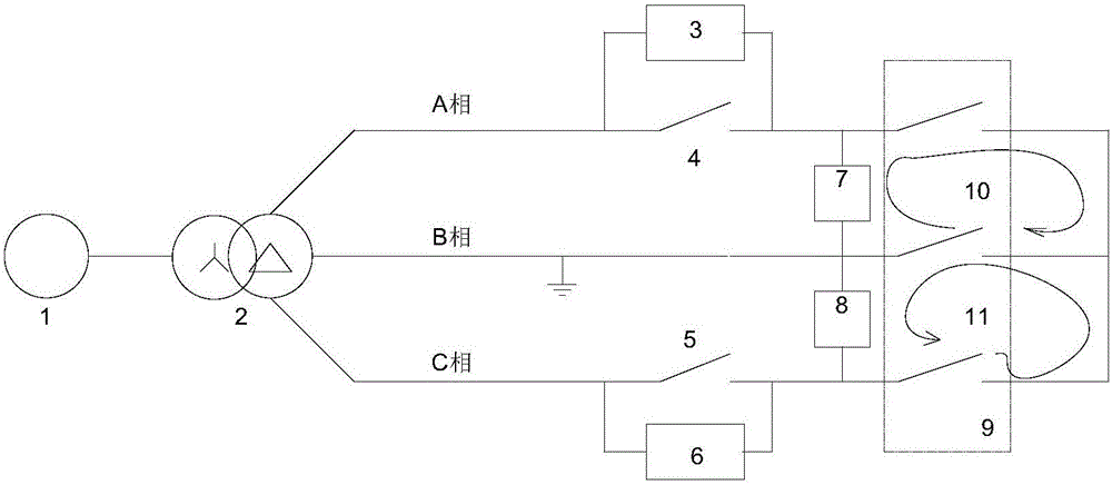 一种使用两套关合装置实现三相全电压关合试验的回路及方法与流程