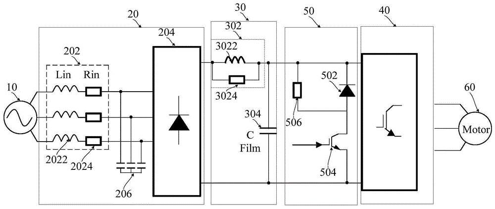 三相无电解电容变频器主电路、确定方法和变频器与流程