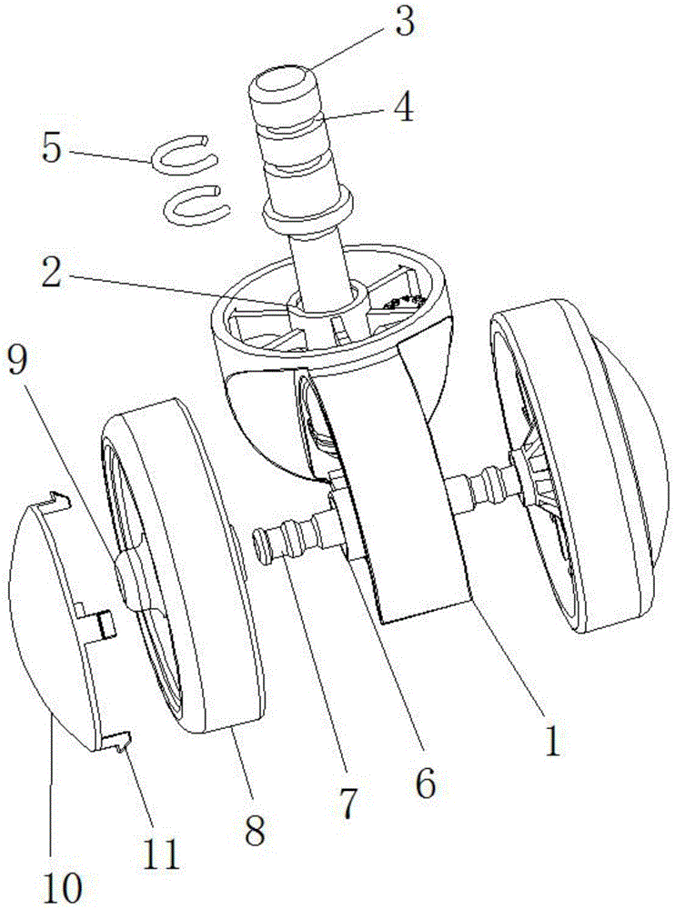 一种双卡簧定位式阻燃尼龙脚轮的制作方法