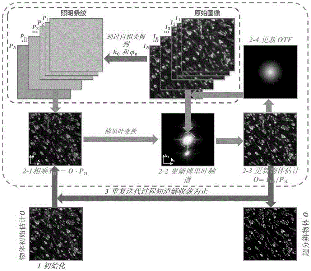 基于全内反射的条纹照明傅里叶域迭代更新超分辨显微成像方法与流程