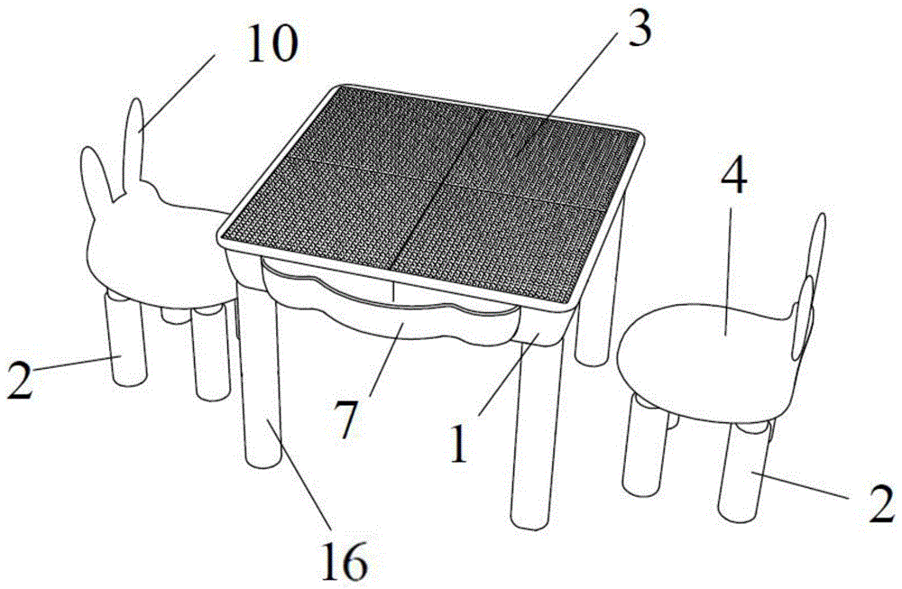 一种可拼装收纳的积木桌椅套装的制作方法