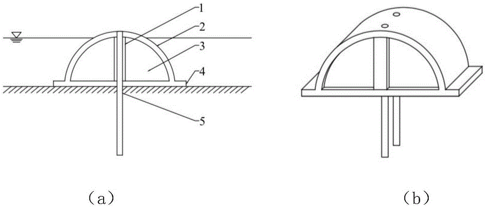 半圆形沉箱和桩基组合式防波堤的制作方法