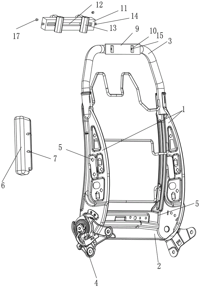 一种可调节头枕的汽车座椅靠背骨架的制作方法