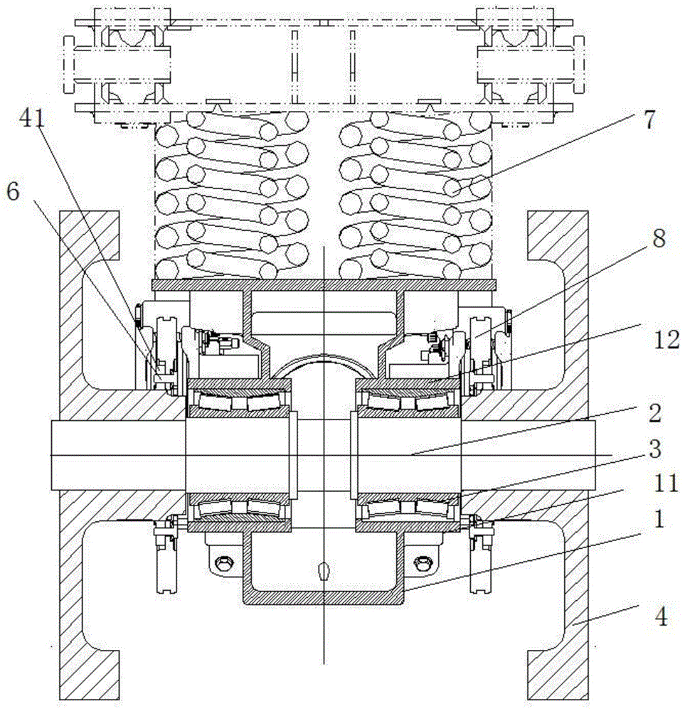 一种悬挂式空轨货运列车转向架轮对轴箱结构的制作方法