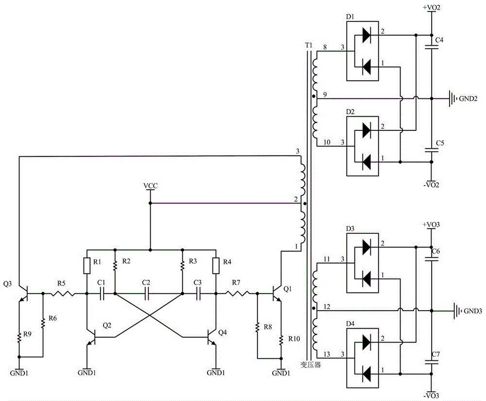 一种自激振荡隔离正负电压输出变换器的制作方法