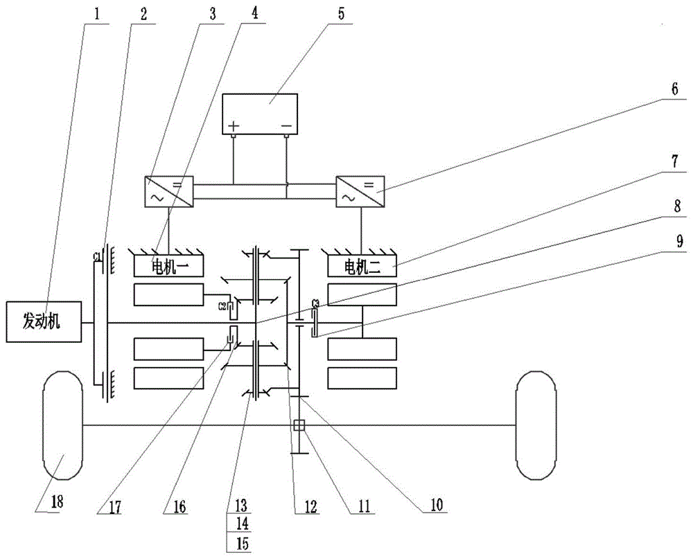 锥齿轮式油电混联混合动力系统的制作方法