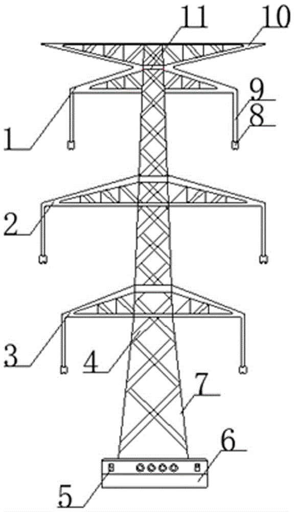 一种更加安全的输电架空线支撑铁塔的制作方法
