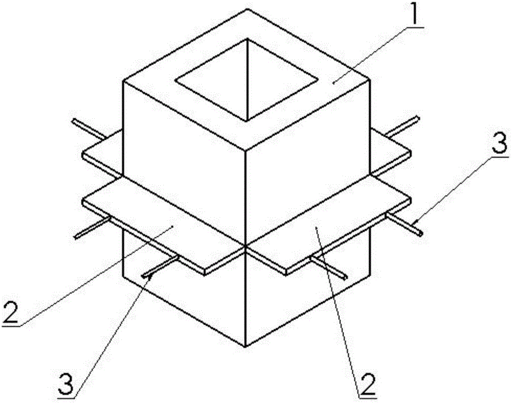 混凝土矩形钢柱与钢筋的连接结构的制作方法