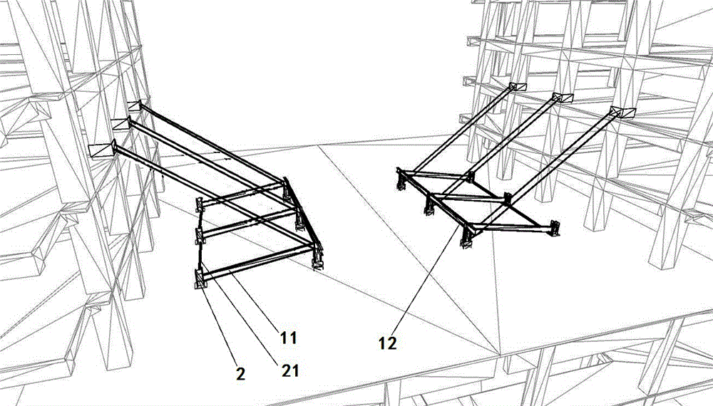 一种多向卸荷系统及用该系统拼装钢连廊的施工方法与流程
