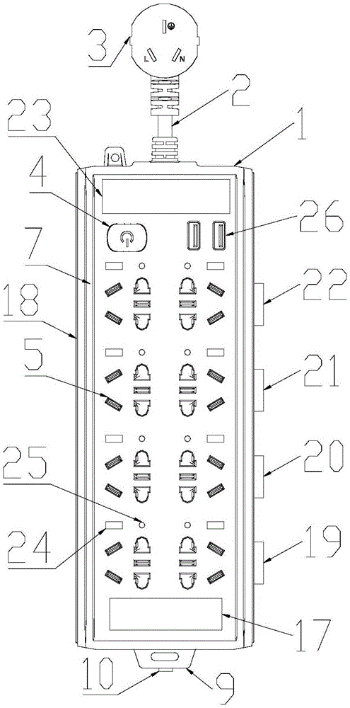 一种具有报警功能和定时开关功能的便携式插排的制作方法