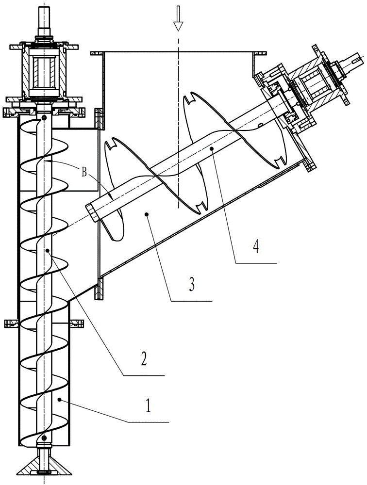 采用斜螺旋辅助进料的垂直螺旋给料装置的制作方法