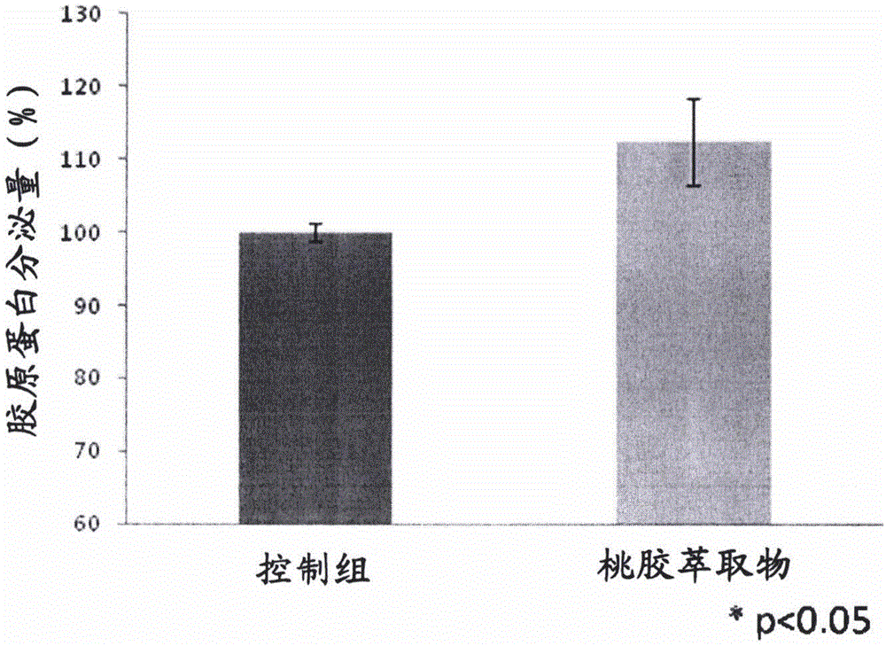 桃胶萃取物于促进胶原蛋白增生或抑制胶原蛋白降解以及增加皮肤保水能力的用途的制作方法