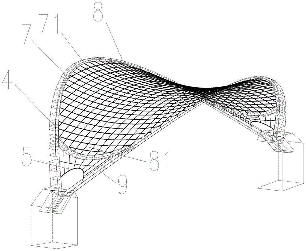 双斜拱承双曲抛物面索网结构施工方法与流程