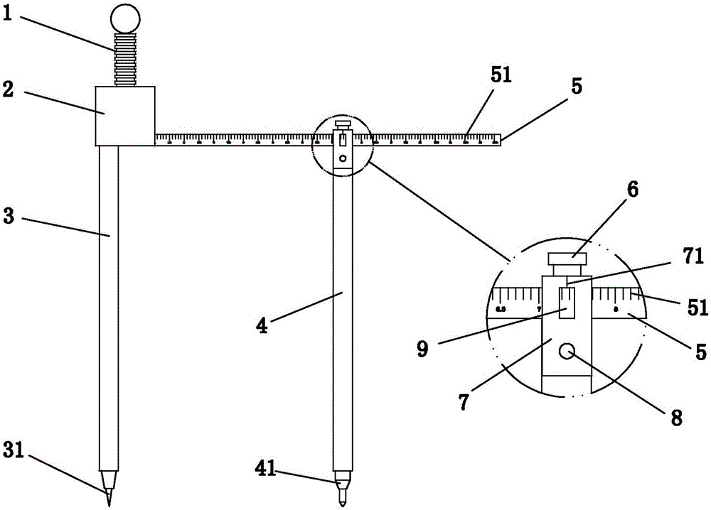 一种带标尺的圆规的制作方法