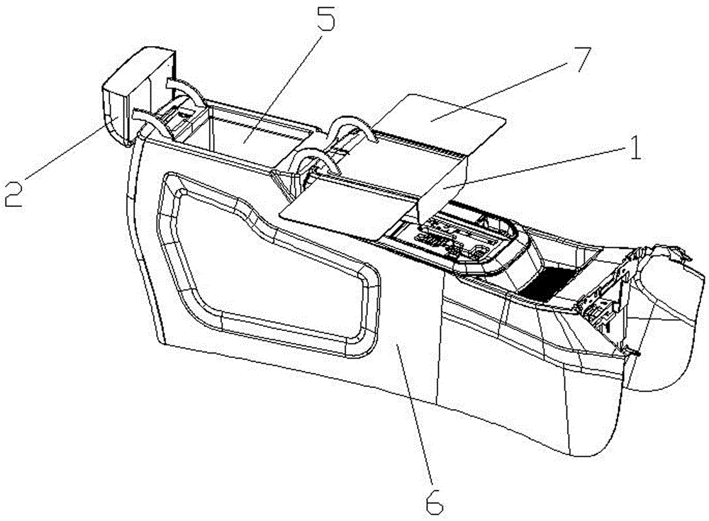 适用于汽车副仪表板的可向前翻转180°内带小桌板的扶手的制作方法