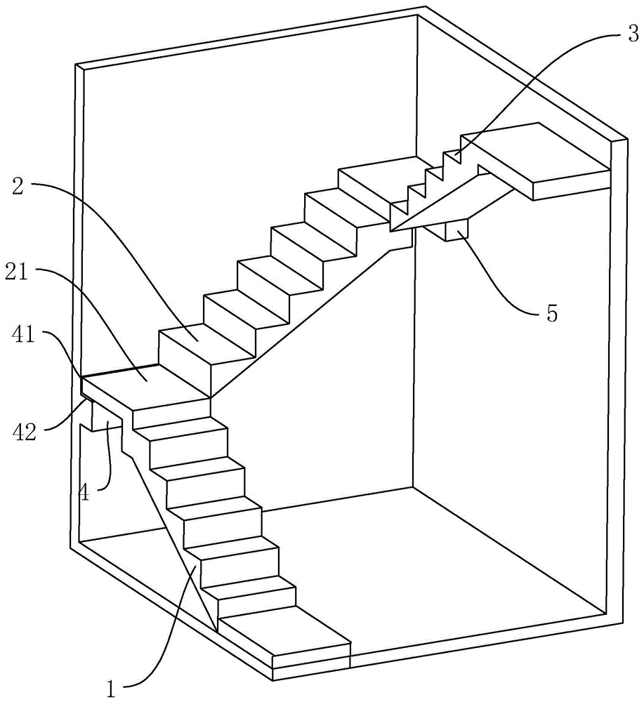 一种应用于梯段范围内的三跑楼梯结构的制作方法
