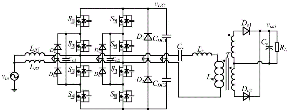 一种单相交错并联三电平谐振式的高频隔离型AC-DC变换器的制作方法